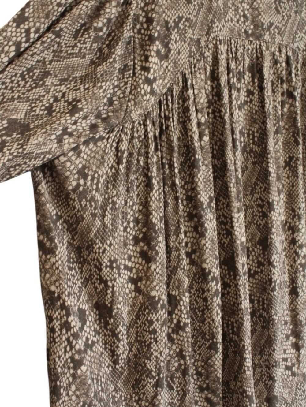 Free People Women’s M Ruffled Snake Print Button Front Blouse Boho - Picture 5 of 7